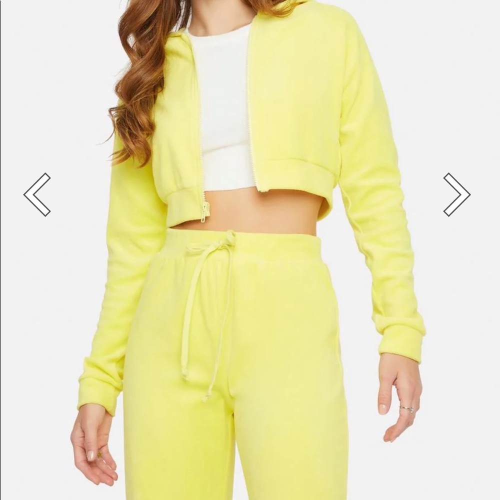 Dolls Kill Y2K Velour Yellow Tracksuit NWOT - Picture 1 of 9